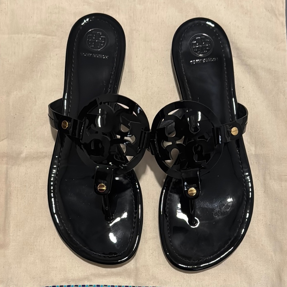Tory Burch Black Patent Leather Sandals